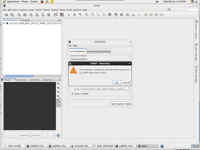 HDF5 error back trace sen2cor STEP Forum