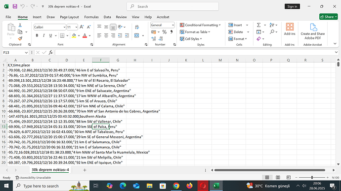 30k earthquake csv