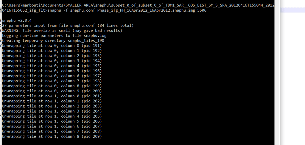 Meaning with number of tile rows and columns in phase unwrapping